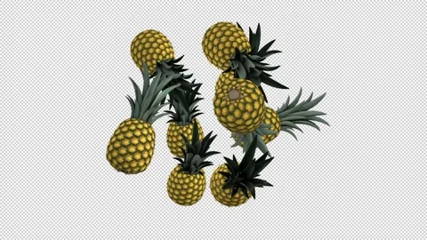 Pineapples rotate in transparent background 動画素材 148691254