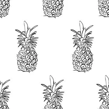 Pineapples seamless background pattern. Stock Illustration
