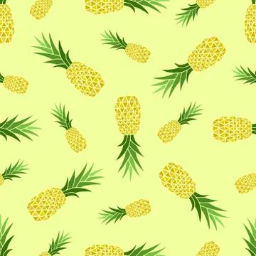 Pineapples seamless pattern. Hand-drawn. Tropical vector fruits. Stock Illustration