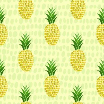 Pineapples seamless pattern. Hand-drawn. Tropical vector fruits. Illustrazione stock