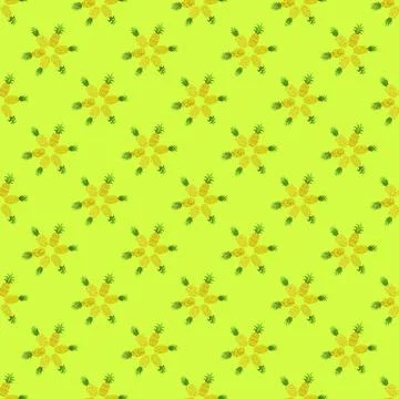 Pineapples seamless pattern. Hand-drawn. Tropical vector fruits. Stock Illustration