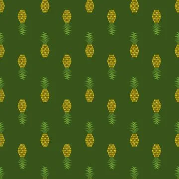 Pineapples seamless pattern. Hand-drawn. Tropical vector fruits. Illustrazione stock