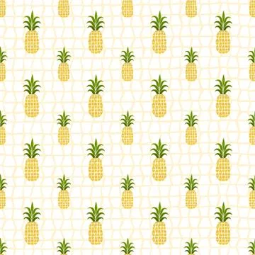 Pineapples seamless pattern. Hand-drawn. Tropical vector fruits. Stock Illustration