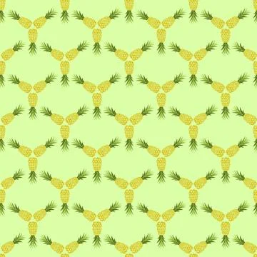 Pineapples seamless pattern. Hand-drawn. Tropical vector fruits. Stock Illustration
