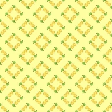 Pineapples seamless pattern. Hand-drawn. Tropical vector fruits. Stock Illustration