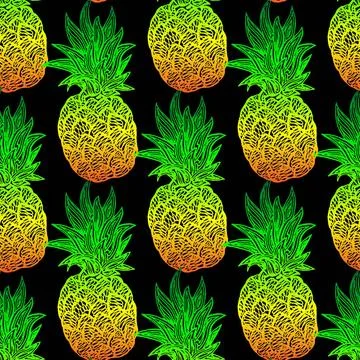 Pineapples seamless pattern Seamless pattern with colorful pineapples on a... Foto stock