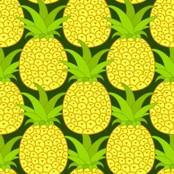 Pineapples seamless pattern. Tropical background. Vector illustration.Ready F Illustrazione stock