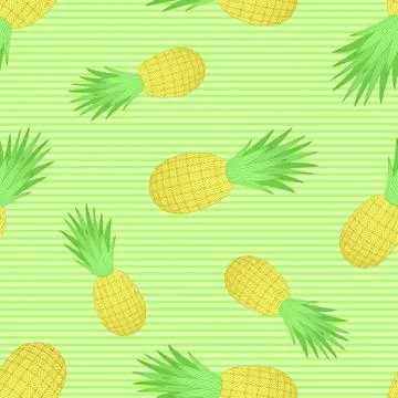 Pineapples seamless pattern. Tropical vector fruits. Linear style. Stock Illustration
