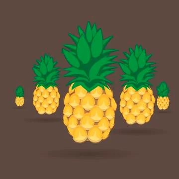 Pineapples with shadow on brown background Stock-Illustration