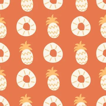 Pineapples Slices Fun Tropical Pattern Stock Illustration