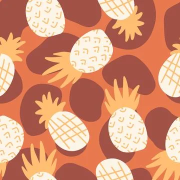 Pineapples Slices Tropical Pattern Abstract Stock Illustration