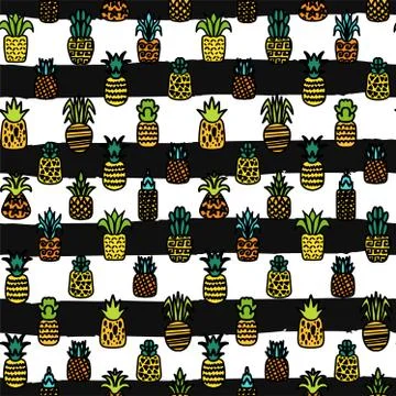 Pineapples vector seamless pattern Stock Illustration
