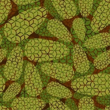 Pinecone army pattern seamless. hunting Wood cone background. military orname Stock Illustration