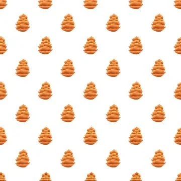 Pinecone cartoon seamless pattern on white background Stock Illustration