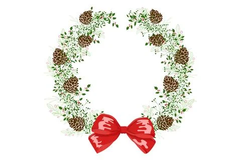 Pinecone Holiday Wreath. Stock Illustration