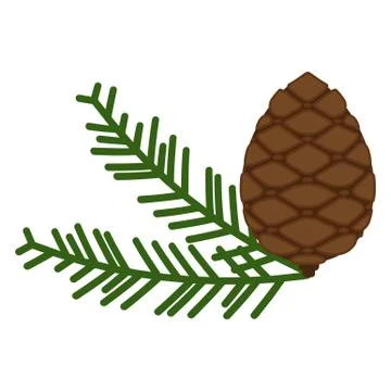 Pinecone icon. A branch of pine from coniferous forests. Illustrazione stock
