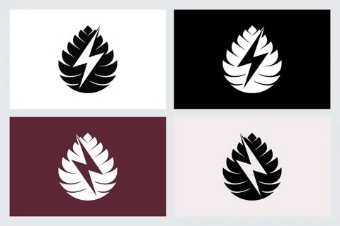 Pinecone Lightning Bolt Logo Concept Vector Set Illustrazione stock