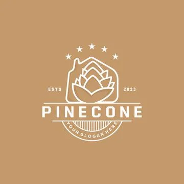Pinecone Logo, Simple Minimalist Design Pine Tree Plant Template Vector Ill.. Stock Illustration