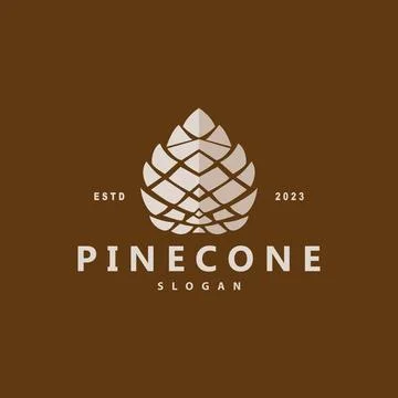 Pinecone Logo, Simple Minimalist Design Pine Tree Plant Template Vector Ill.. Stock Illustration
