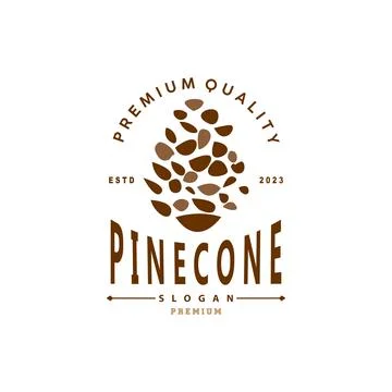 Pinecone Logo, Simple Minimalist Design Pine Tree Plant Template Vector Ill.. 스톡 일러스트