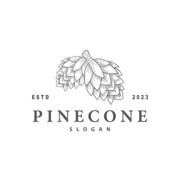 Pinecone Logo, Simple Minimalist Design Pine Tree Plant Template Vector Ill.. Stock Illustration