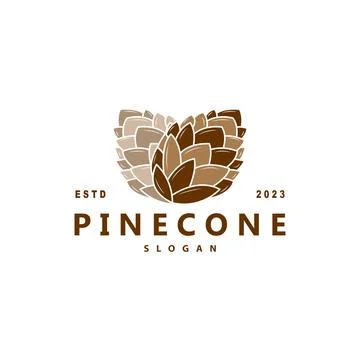 Pinecone Logo, Simple Minimalist Design Pine Tree Plant Template Vector Ill.. Stock Illustration