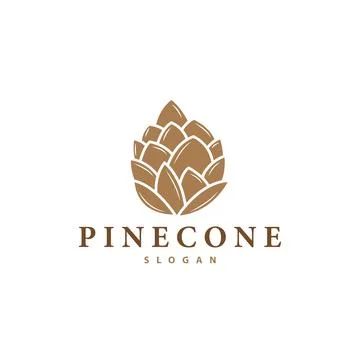 Pinecone Logo, Simple Minimalist Design Pine Tree Plant Template Vector Ill.. Stock Illustration