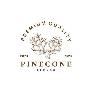 Pinecone Logo, Simple Minimalist Design Pine Tree Plant Template Vector Ill.. Stock Illustration