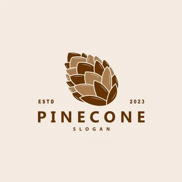 Pinecone Logo, Simple Minimalist Design Pine Tree Plant Template Vector Ill.. Stock Illustration