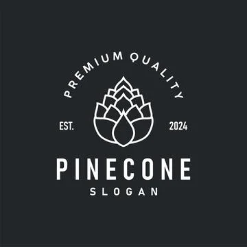 Pinecone Logo, Simple Minimalist Design Pine Tree Plant Template Vector Ill.. Stock Illustration