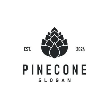 Pinecone Logo, Simple Minimalist Design Pine Tree Plant Template Vector Ill.. Stock Illustration