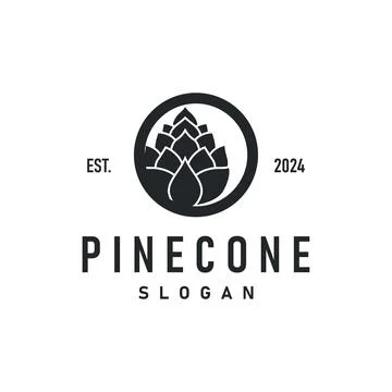 Pinecone Logo, Simple Minimalist Design Pine Tree Plant Template Vector Ill.. Stock Illustration