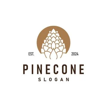 Pinecone Logo, Simple Minimalist Design Pine Tree Plant Template Vector Ill.. Stock Illustration