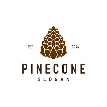 Pinecone Logo, Simple Minimalist Design Pine Tree Plant Template Vector Ill.. Stock Illustration