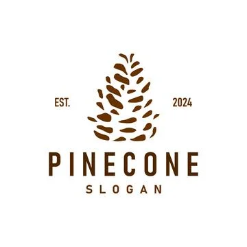 Pinecone Logo, Simple Minimalist Design Pine Tree Plant Template Vector Ill.. Stock Illustration