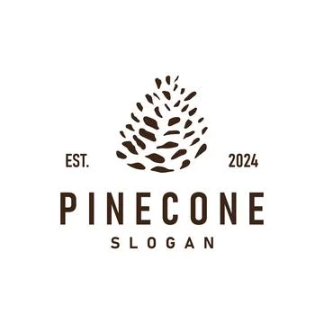 Pinecone Logo, Simple Minimalist Design Pine Tree Plant Template Vector Ill.. Stock Illustration
