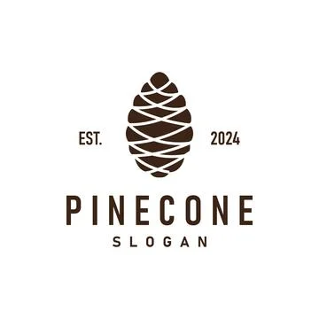 Pinecone Logo, Simple Minimalist Design Pine Tree Plant Template Vector Ill.. Stock Illustration