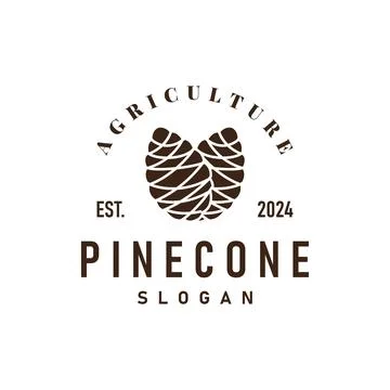 Pinecone Logo, Simple Minimalist Design Pine Tree Plant Template Vector Ill.. Stock Illustration