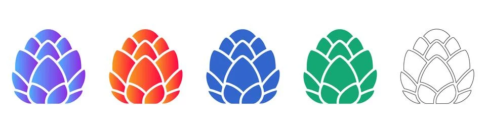 Pinecone Nature Icon Set Stock Illustration