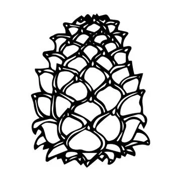 Pinecone Pine Lump Isolated On a White Background Doodle Cartoon Hand Drawn Stock Illustration