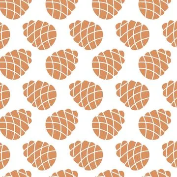 Pinecone regular seamless pattern. Color simple pinecone icon repeat on white Stock Illustration