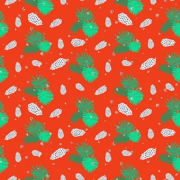 Pinecone seamless vector pattern Stock Illustration