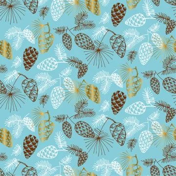 Pinecones color seamless pattern Stock Illustration