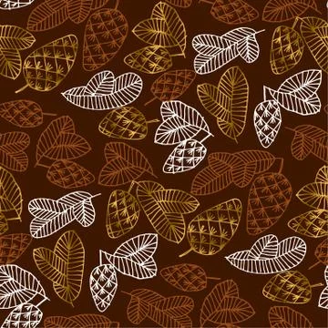 Pinecones color seamless pattern Stock Illustration