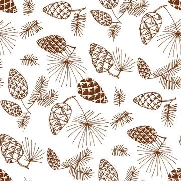 Pinecones color seamless pattern Stock Illustration