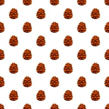 Pinecones creating seamless brown nature pattern on white Illustrazione stock