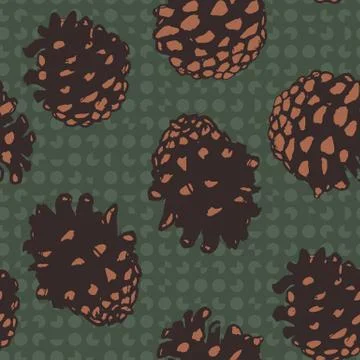 Pinecones illustration seamless vector pattern Stock Illustration