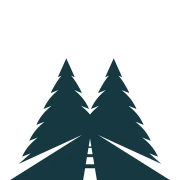 Pines tree road way icon vector illustration design Stock Illustration
