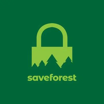 Pines trees forest with padlock logo design vector graphic symbol icon illu.. Stock Illustration