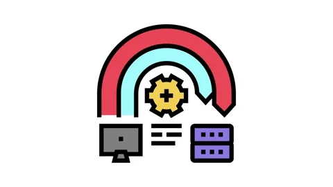 Ping of death attack color icon animation Stock Footage 224030670